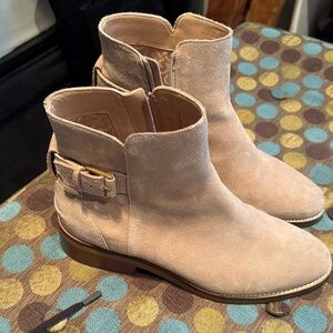 Cole Haan Light Beige Suede Ankle Booties